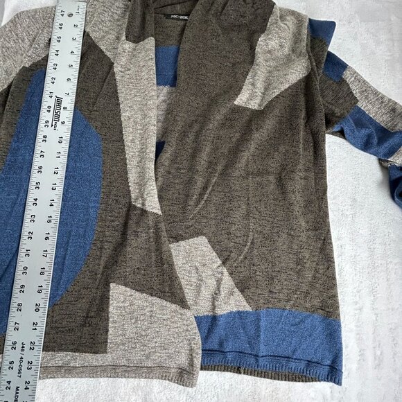 Nic+Zoe Womens Colorblock Open Front Cardigan Sweater Size Large Gray Blue Knit - Picture 7 of 7